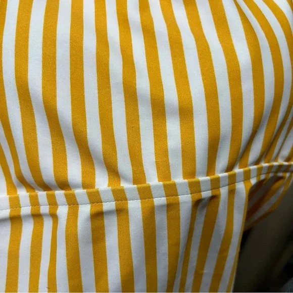 ALBION ~ The Cabana One Piece Swimsuit Yellow and White Striped Shoulder Ties - Picture 5 of 13